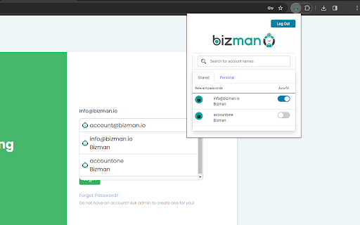 Bizman  from Chrome web store to be run with OffiDocs Chromium online
