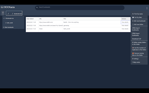 BKMRK Bookmark Manager  from Chrome web store to be run with OffiDocs Chromium online
