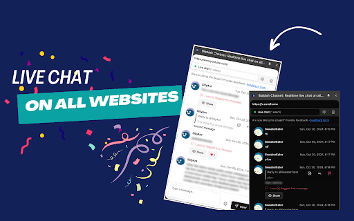 Blablah Chatnet: Realtime live chat on all websites  from Chrome web store to be run with OffiDocs Chromium online