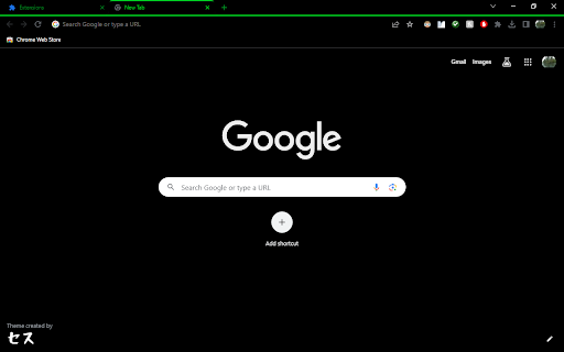 Black and green theme with green text  from Chrome web store to be run with OffiDocs Chromium online