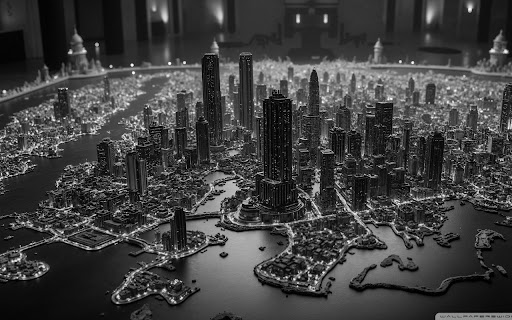 Black and White Miniature City at Night  from Chrome web store to be run with OffiDocs Chromium online