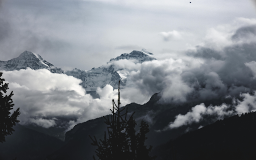 Black and White Photo of Mountains and Clouds  from Chrome web store to be run with OffiDocs Chromium online
