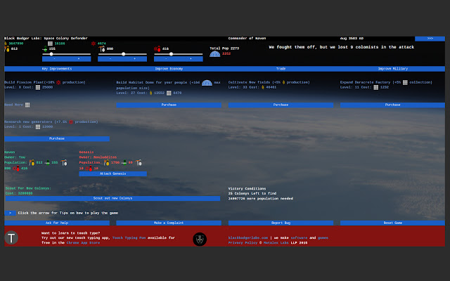 Black Badger Labs:Star Colony War  from Chrome web store to be run with OffiDocs Chromium online