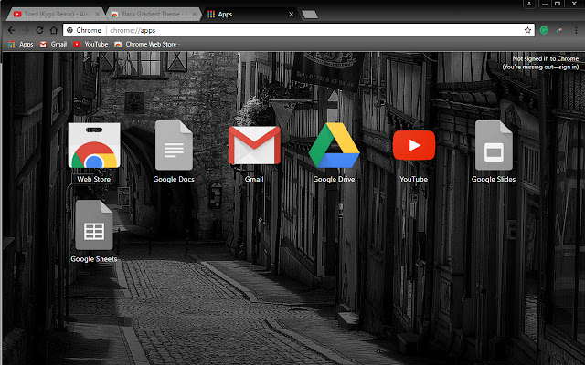 Black Gradient Theme  from Chrome web store to be run with OffiDocs Chromium online