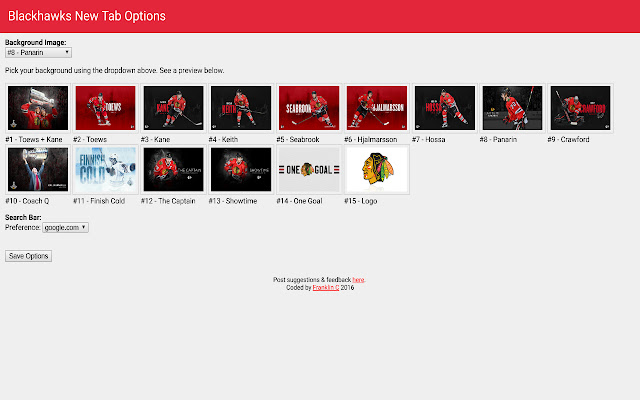 Blackhawks New Tab  from Chrome web store to be run with OffiDocs Chromium online