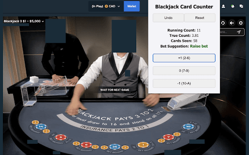 Blackjack Card Counter  from Chrome web store to be run with OffiDocs Chromium online