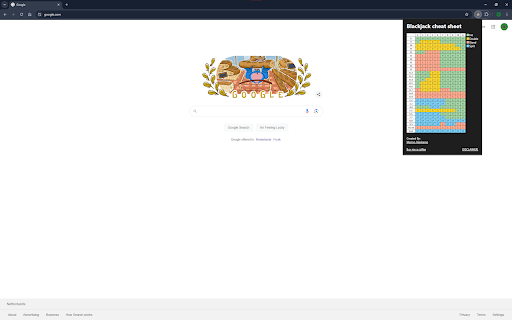 Blackjack cheat sheet  from Chrome web store to be run with OffiDocs Chromium online