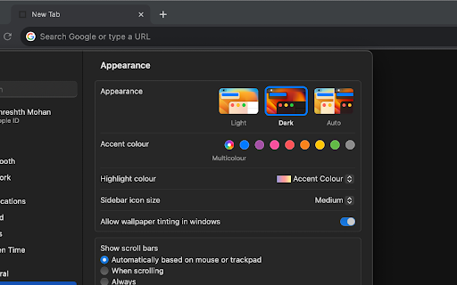 Blank New Tab Page Dark mode support  from Chrome web store to be run with OffiDocs Chromium online