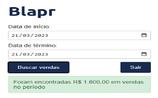 Blapr Vendas  from Chrome web store to be run with OffiDocs Chromium online