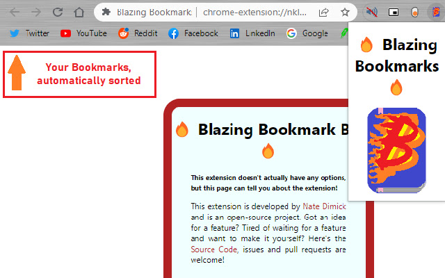 Blazing Bookmarks  from Chrome web store to be run with OffiDocs Chromium online