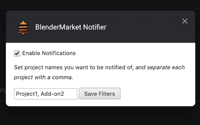 BlenderMarket Notifier  from Chrome web store to be run with OffiDocs Chromium online