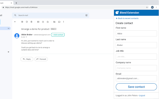 Blend Extension for LACRM  from Chrome web store to be run with OffiDocs Chromium online