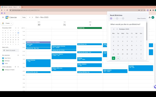 Blinktime  from Chrome web store to be run with OffiDocs Chromium online
