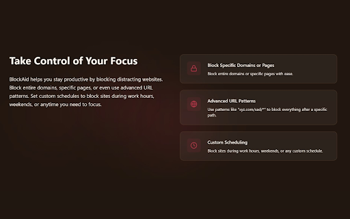 BlockAid: Website Blocker  from Chrome web store to be run with OffiDocs Chromium online