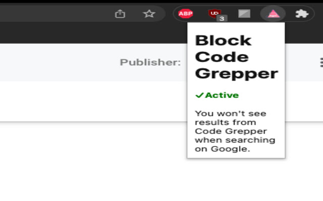 Block Code Grepper  from Chrome web store to be run with OffiDocs Chromium online