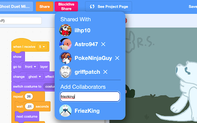 Blocklive: Scratch Realtime Collaboration  from Chrome web store to be run with OffiDocs Chromium online