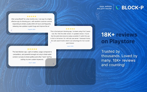 BlockP: AI Website, App  Porn Blocker  from Chrome web store to be run with OffiDocs Chromium online
