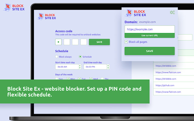 Block Site Ex  from Chrome web store to be run with OffiDocs Chromium online