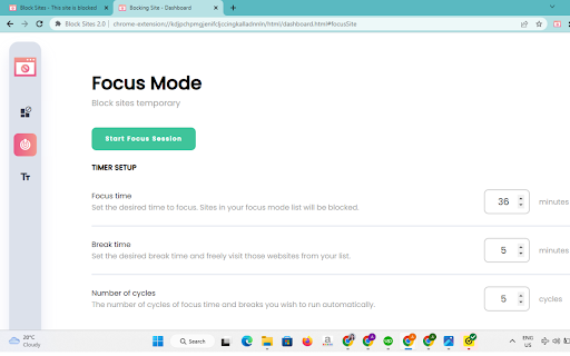 Block Sites 2.0  from Chrome web store to be run with OffiDocs Chromium online