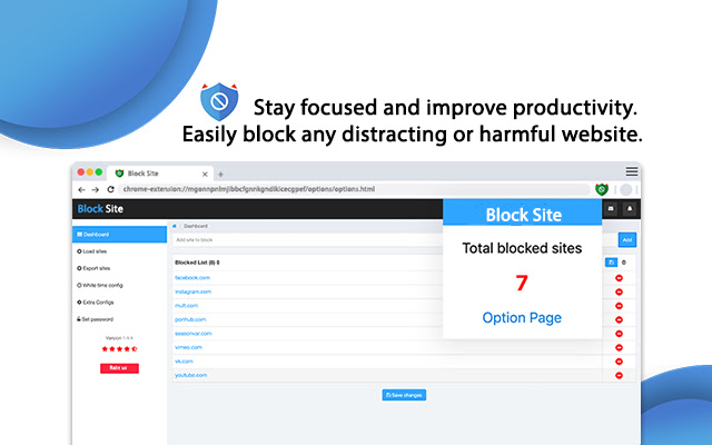 Block Site Stay Focused  from Chrome web store to be run with OffiDocs Chromium online