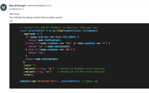 Blocky: Code Blocks in Gmail  from Chrome web store to be run with OffiDocs Chromium online