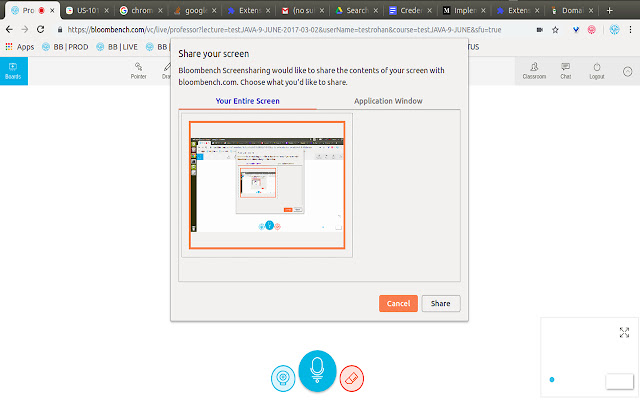 Bloombench Screenshare  from Chrome web store to be run with OffiDocs Chromium online