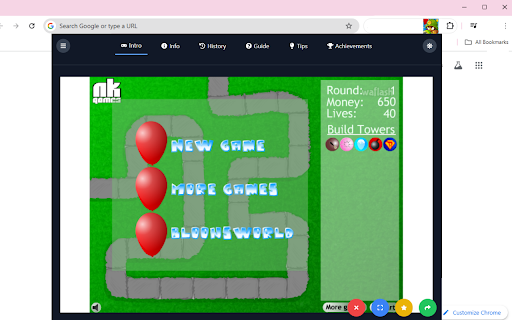 Bloons TD Unblocked  from Chrome web store to be run with OffiDocs Chromium online
