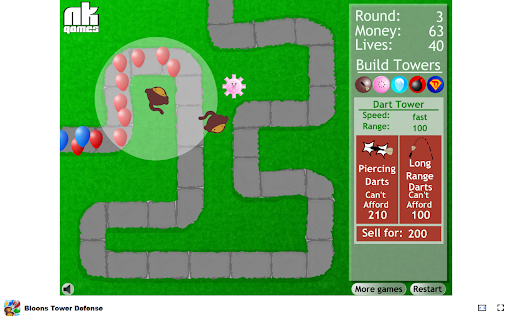 Bloons Tower Defense Build your monkey army to pop invading Bloons!  from Chrome web store to be run with OffiDocs Chromium online