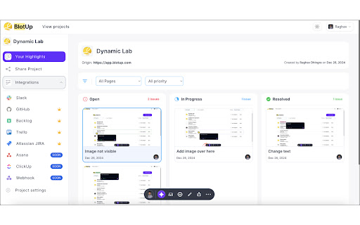 BlotUp Website Annotation  Issue Tracker  from Chrome web store to be run with OffiDocs Chromium online