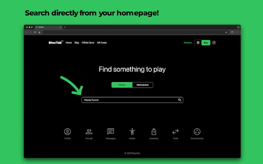 BloxTab Roblox New Tab Homepage  from Chrome web store to be run with OffiDocs Chromium online