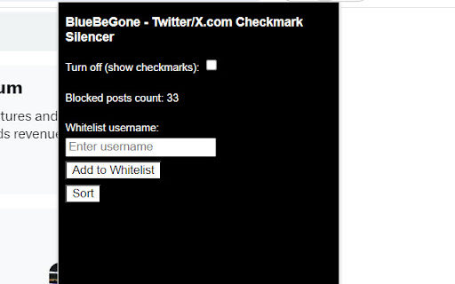 BlueBeGoneHide Verified Tweets on Twitter/X  from Chrome web store to be run with OffiDocs Chromium online