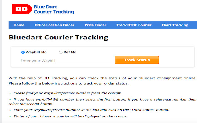 Bluedart tracking  from Chrome web store to be run with OffiDocs Chromium online