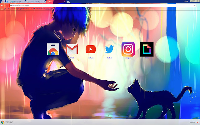 Blue haired Anime BOY helps a Kitten 2018  from Chrome web store to be run with OffiDocs Chromium online