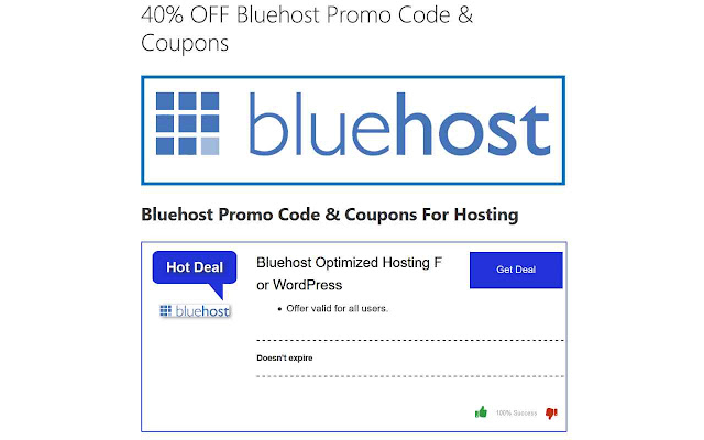 Bluehost Promo Code  Coupons  from Chrome web store to be run with OffiDocs Chromium online