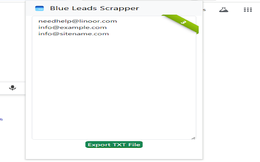 Blue Leads Scrapper  from Chrome web store to be run with OffiDocs Chromium online