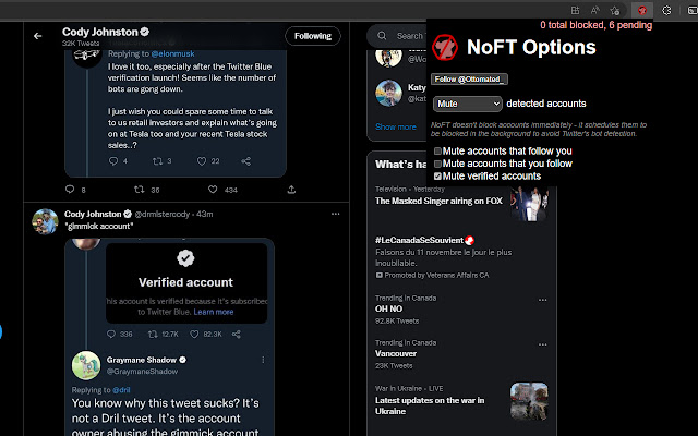 BluesBlocker  from Chrome web store to be run with OffiDocs Chromium online