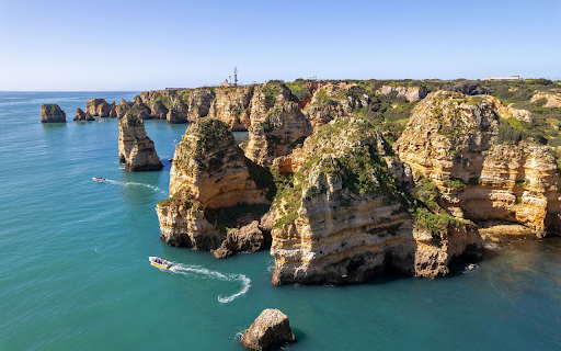Blue sea and green mountains  from Chrome web store to be run with OffiDocs Chromium online
