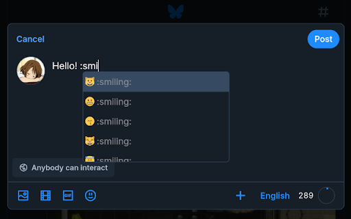 Bluesky Emoji  from Chrome web store to be run with OffiDocs Chromium online