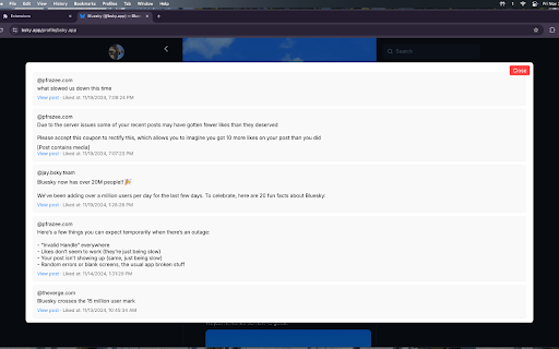 bluesky extras  from Chrome web store to be run with OffiDocs Chromium online