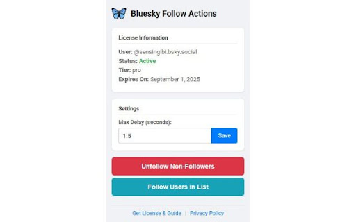 Bluesky Follow Actions  from Chrome web store to be run with OffiDocs Chromium online