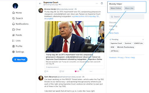 Bluesky Helper  from Chrome web store to be run with OffiDocs Chromium online