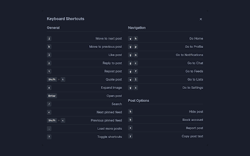 bluesky shortcuts  from Chrome web store to be run with OffiDocs Chromium online