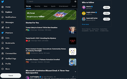 Blue Twitter Extension  from Chrome web store to be run with OffiDocs Chromium online