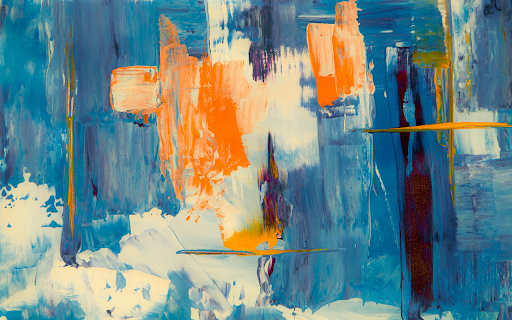 Blue, White, and Orange Abstract Painting  from Chrome web store to be run with OffiDocs Chromium online