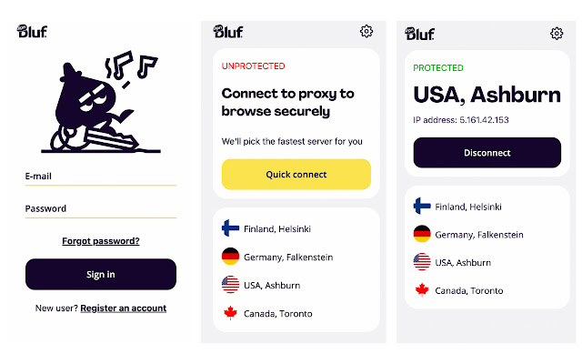 BlufVPN  from Chrome web store to be run with OffiDocs Chromium online