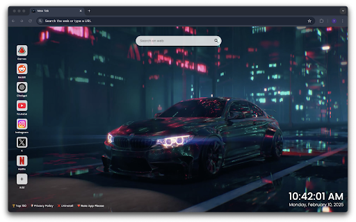 BMW M4 Night Live Wallpaper New Tab  from Chrome web store to be run with OffiDocs Chromium online