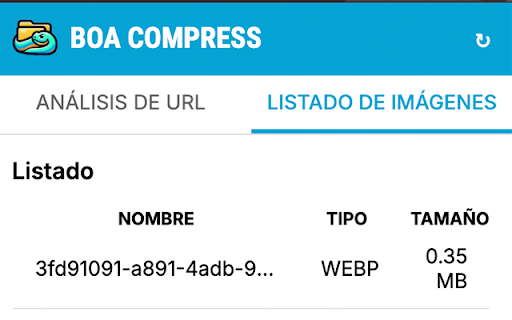 Boa Compress – Analizador de imágenes  from Chrome web store to be run with OffiDocs Chromium online