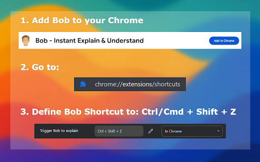 Bob Instant Explain  Understand  from Chrome web store to be run with OffiDocs Chromium online