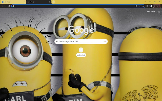 Bob, Kevin, Stuart (Minions) Browser Theme  from Chrome web store to be run with OffiDocs Chromium online