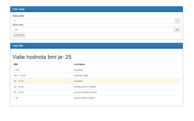 Body Mass Index Calculator  from Chrome web store to be run with OffiDocs Chromium online